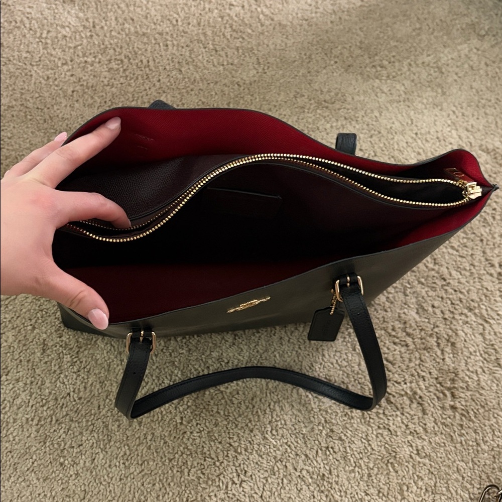Coach Black Tote with Red Interior - Picture 2 of 2